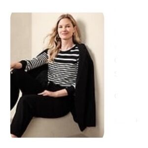 Banana Republic Black and White Striped Forever Sweater